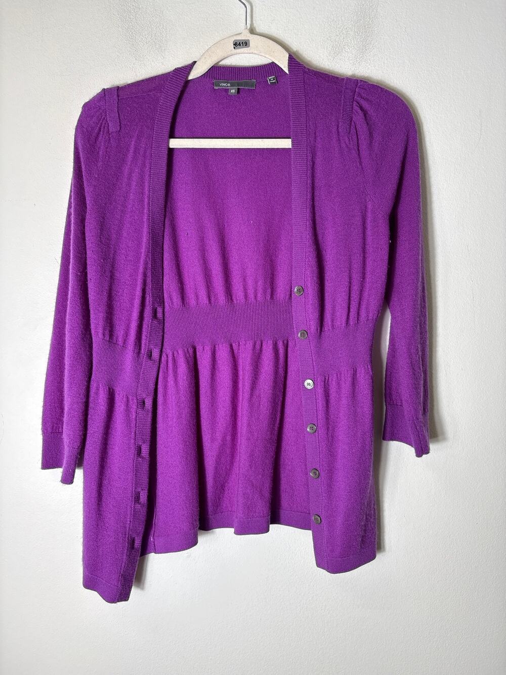 Vince Purple Long Sleeve Cashmere Cardigan Sweater Sz XS